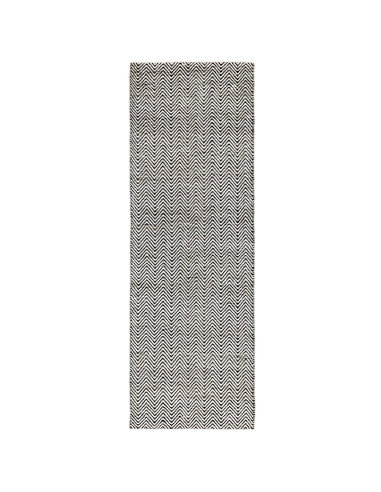 Tappeto Ives Black/White in juta e ciniglia, design geometrico elegante e naturale, perfetto per un soggiorno moderno e sosteni