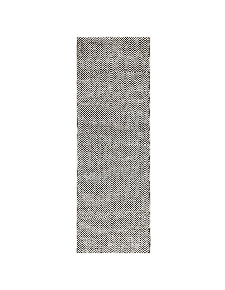 Tappeto Ives Black/White in juta e ciniglia, design geometrico elegante e naturale, perfetto per un soggiorno moderno e sosteni