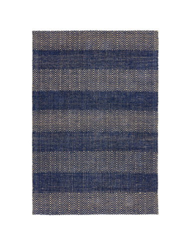 Elevate your space with the Ives Navy Blue natural fibre rug, blending durable jute and cotton for style, comfort, and eco-frie