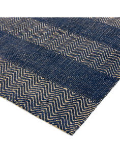 Tappeto Ives Navy Blue in juta e ciniglia, design geometrico e naturale, perfetto per soggiorni moderni e uno stile eco-sosteni 2
