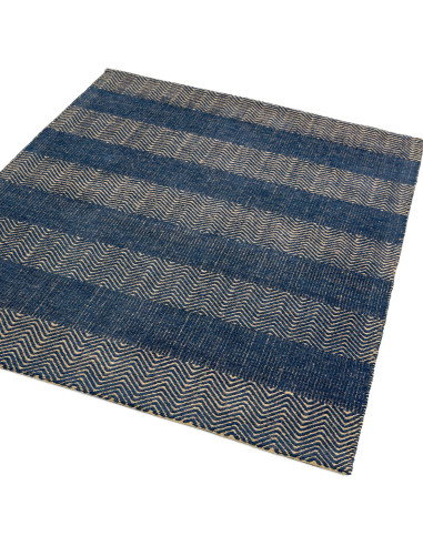 Elevate your space with the Ives Navy Blue natural fibre rug, blending durable jute and cotton for style, comfort, and eco-frie