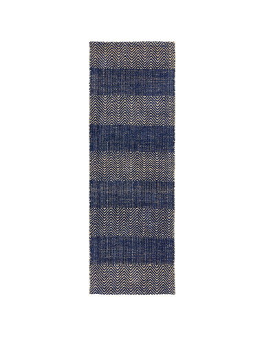 Elevate your space with the Ives Navy Blue natural fibre rug, blending durable jute and cotton for style, comfort, and eco-frie
