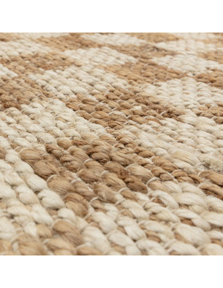 Tappeto in juta naturale con motivo geometrico, design elegante e resistente, perfetto per il soggiorno. Disponibile in varie m
