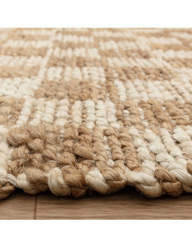 Tappeto in juta naturale con motivo geometrico, design elegante e resistente, perfetto per il soggiorno. Disponibile in varie m