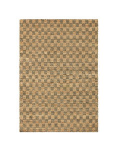 Tappeto Naturi Olive Green in juta naturale, design a quadretti, ideale per soggiorni eleganti e sostenibili. Resistente e faci