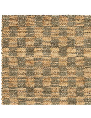 Tappeto Naturi Olive Green in juta naturale, design a quadretti, ideale per soggiorni eleganti e sostenibili. Resistente e faci