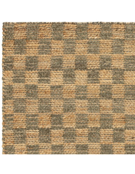 Tappeto Naturi Olive Green in juta naturale, design a quadretti, ideale per soggiorni eleganti e sostenibili. Resistente e faci