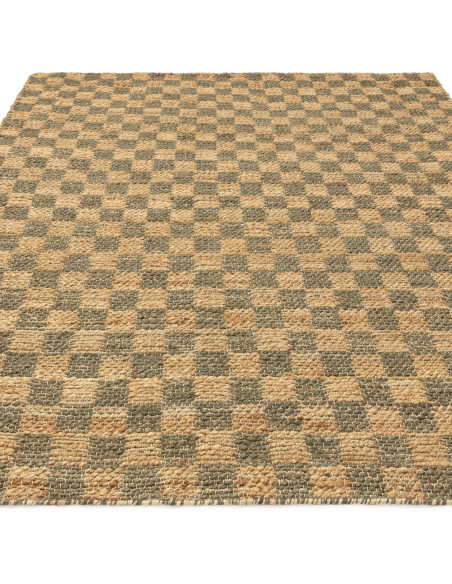 Elevate your space with the Naturi Olive Green natural fibre rug, featuring a durable jute blend and timeless geometric design