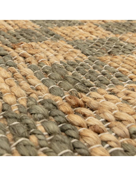 Elevate your space with the Naturi Olive Green natural fibre rug, featuring a durable jute blend and timeless geometric design