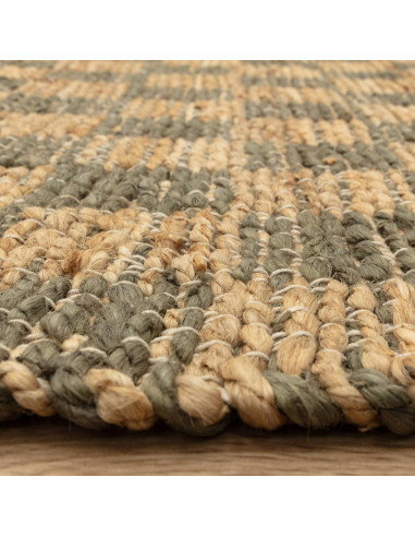 Elevate your space with the Naturi Olive Green natural fibre rug, featuring a durable jute blend and timeless geometric design