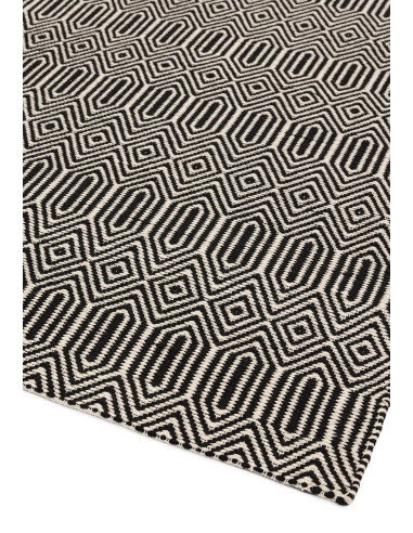 Elevate your space with the Sloan Black natural fibre rug, featuring a timeless geometric design crafted from soft, durable woo