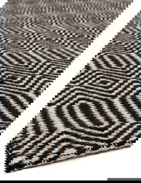 Elevate your space with the Sloan Black natural fibre rug, featuring a timeless geometric design crafted from soft, durable woo