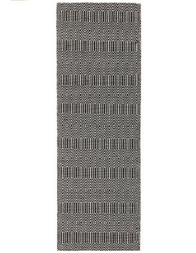 Elevate your space with the Sloan Black natural fibre rug, featuring a timeless geometric design crafted from soft, durable woo