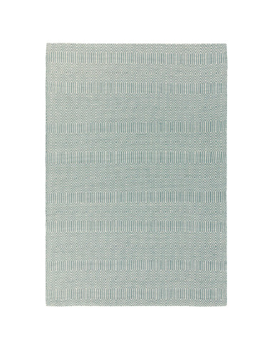 Handwoven natural fibre rug in soothing duck egg blue with geometric design, perfect for adding style and durability to any liv