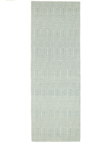 Handwoven natural fibre rug in soothing duck egg blue with geometric design, perfect for adding style and durability to any liv