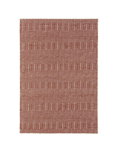 Tappeto Sloan Marsala in lana e cotone, design geometrico e fibre naturali, perfetto per un soggiorno elegante e accogliente.