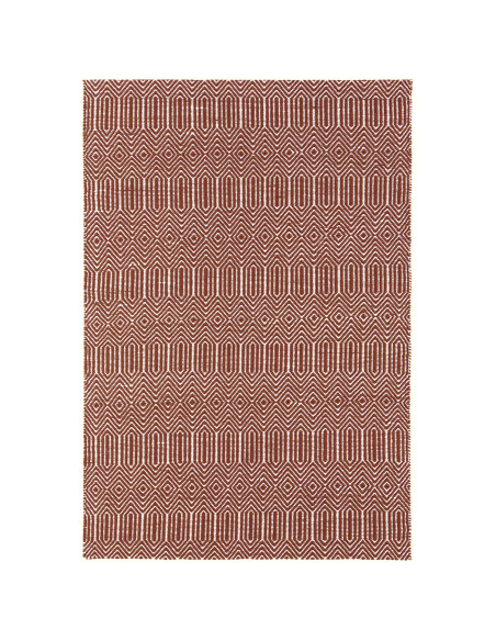 Elevate your space with the Sloan Marsala natural fibre rug, featuring a handwoven geometric design in durable wool and cotton