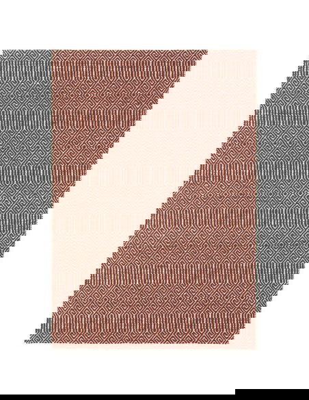 Tappeto Sloan Marsala in lana e cotone, design geometrico e fibre naturali, perfetto per un soggiorno elegante e accogliente.