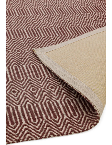 Elevate your space with the Sloan Marsala natural fibre rug, featuring a handwoven geometric design in durable wool and cotton
