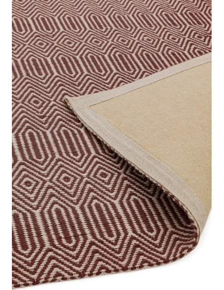 Elevate your space with the Sloan Marsala natural fibre rug, featuring a handwoven geometric design in durable wool and cotton