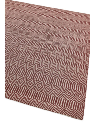 Elevate your space with the Sloan Marsala natural fibre rug, featuring a handwoven geometric design in durable wool and cotton