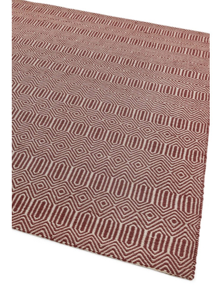 Elevate your space with the Sloan Marsala natural fibre rug, featuring a handwoven geometric design in durable wool and cotton
