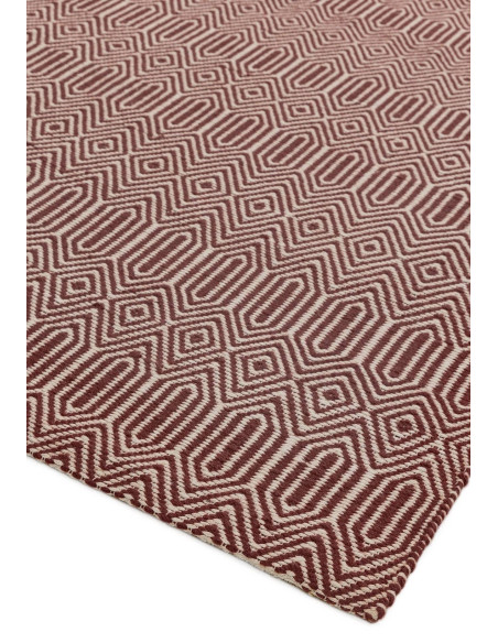 Elevate your space with the Sloan Marsala natural fibre rug, featuring a handwoven geometric design in durable wool and cotton
