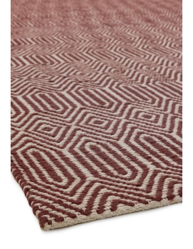 Elevate your space with the Sloan Marsala natural fibre rug, featuring a handwoven geometric design in durable wool and cotton