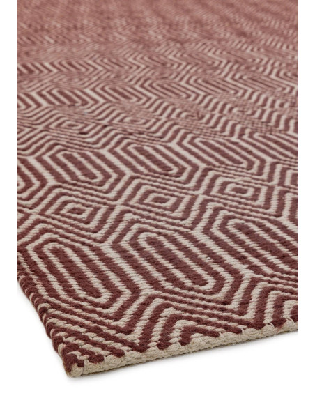 Elevate your space with the Sloan Marsala natural fibre rug, featuring a handwoven geometric design in durable wool and cotton