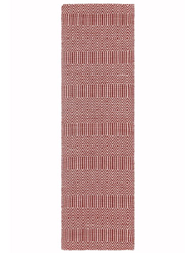 Tappeto Sloan Marsala in lana e cotone, design geometrico e fibre naturali, perfetto per un soggiorno elegante e accogliente.