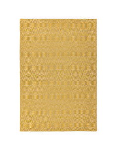 Tappeto Sloan Mustard in fibra naturale, design geometrico e colori caldi, ideale per un soggiorno moderno e raffinato. Facile