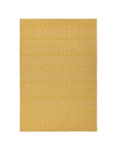 Tappeto Sloan Mustard in fibra naturale, design geometrico e colori caldi, ideale per un soggiorno moderno e raffinato. Facile