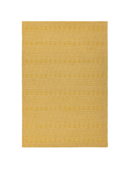 Add warmth and style with the Sloan Mustard natural fibre rug, featuring handwoven geometric patterns in durable wool and cotto