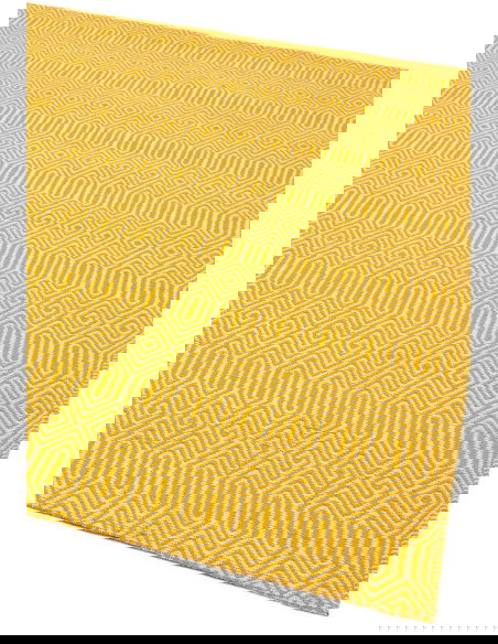 Tappeto Sloan Mustard in fibra naturale, design geometrico e colori caldi, ideale per un soggiorno moderno e raffinato. Facile