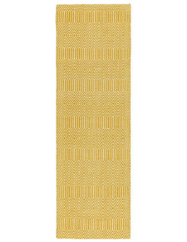 Tappeto Sloan Mustard in fibra naturale, design geometrico e colori caldi, ideale per un soggiorno moderno e raffinato. Facile