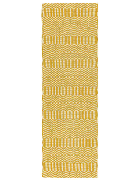 Add warmth and style with the Sloan Mustard natural fibre rug, featuring handwoven geometric patterns in durable wool and cotto