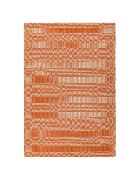 Add warmth and style with the Sloan Orange natural fibre rug, featuring a vibrant geometric design and durable wool-cotton blen