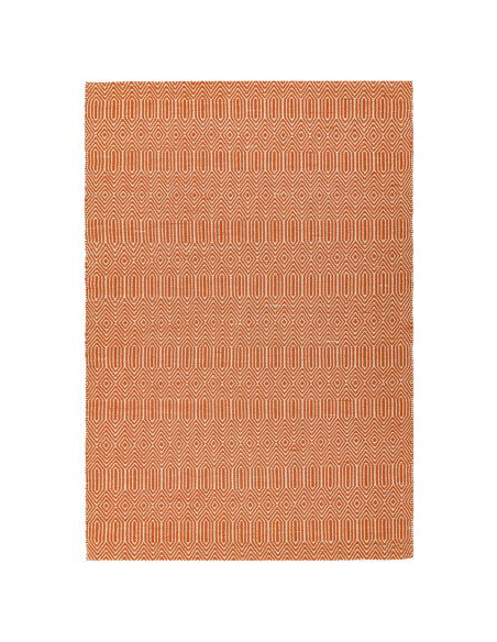 Tappeto Sloan Orange in lana e cotone, design naturale e geometrico, perfetto per un soggiorno elegante con tappeti fibra natur