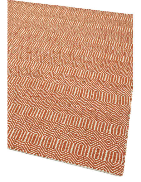 Add warmth and style with the Sloan Orange natural fibre rug, featuring a vibrant geometric design and durable wool-cotton blen