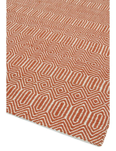 Tappeto Sloan Orange in lana e cotone, design naturale e geometrico, perfetto per un soggiorno elegante con tappeti fibra natur