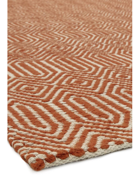 Add warmth and style with the Sloan Orange natural fibre rug, featuring a vibrant geometric design and durable wool-cotton blen