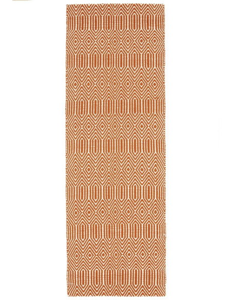 Tappeto Sloan Orange in lana e cotone, design naturale e geometrico, perfetto per un soggiorno elegante con tappeti fibra natur
