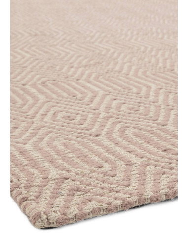 Tappeto Sloan Pink in lana e cotone, design naturale e geometrico, perfetto per soggiorni eleganti con tappeti naturali di alta