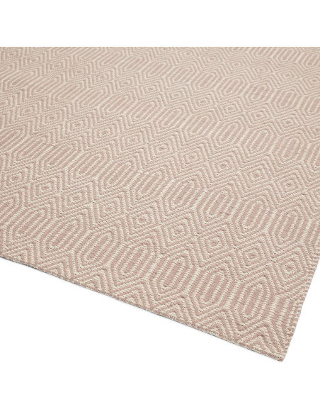 Tappeto Sloan Pink in lana e cotone, design naturale e geometrico, perfetto per soggiorni eleganti con tappeti naturali di alta