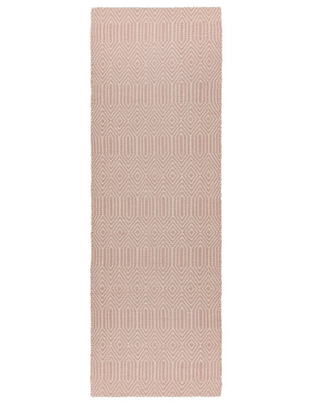 Tappeto Sloan Pink in lana e cotone, design naturale e geometrico, perfetto per soggiorni eleganti con tappeti naturali di alta
