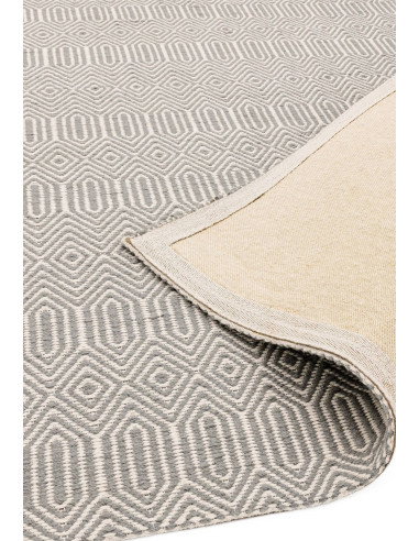 Tappeto Sloan Silver in lana e cotone, design geometrico e naturale, perfetto per soggiorni moderni con tappeti naturali di alt