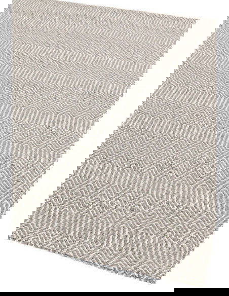 Tappeto Sloan Silver in lana e cotone, design geometrico e naturale, perfetto per soggiorni moderni con tappeti naturali di alt