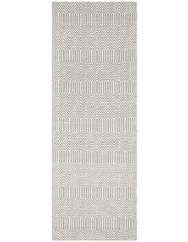 Elevate your space with the Sloan Silver natural fibre rug, featuring a subtle geometric design and durable wool-cotton blend f