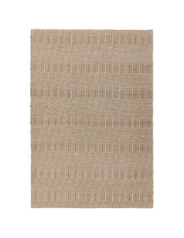 Tappeto Sloan Taupe in lana e cotone, design geometrico e materiali naturali, perfetto per un soggiorno elegante e moderno con