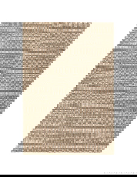 Tappeto Sloan Taupe in lana e cotone, design geometrico e materiali naturali, perfetto per un soggiorno elegante e moderno con